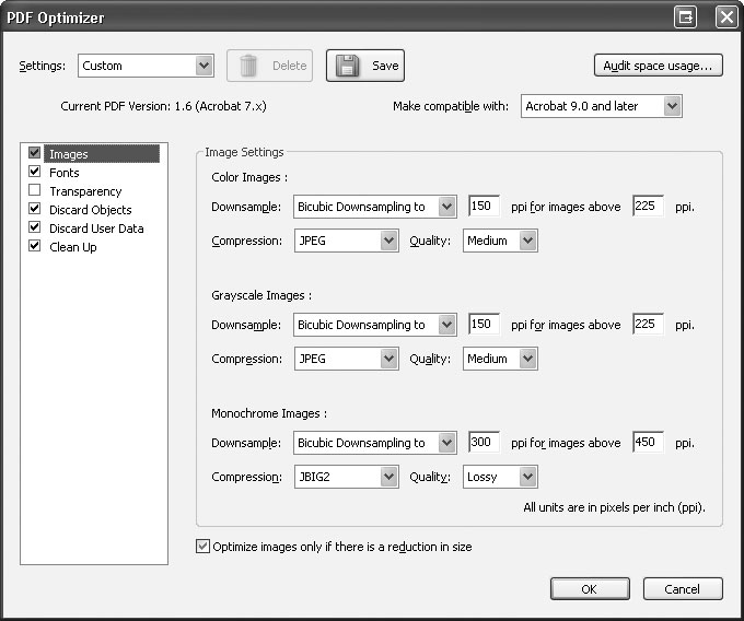 how to reduce size of pdf file dc reader