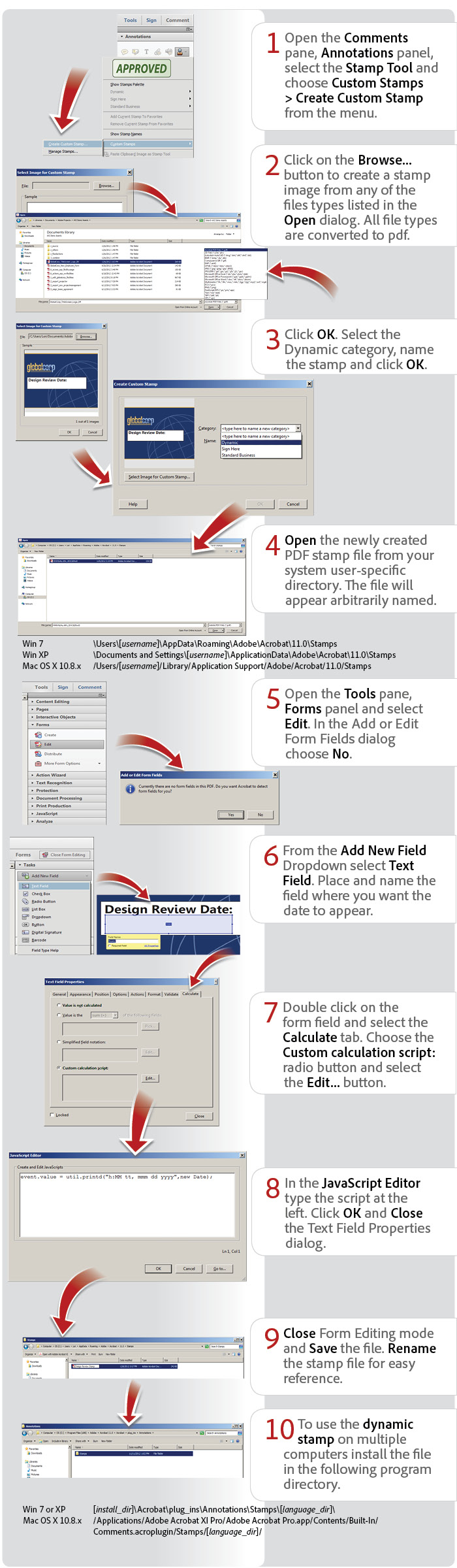 Creating a custom dynamic stamp using Acrobat XI