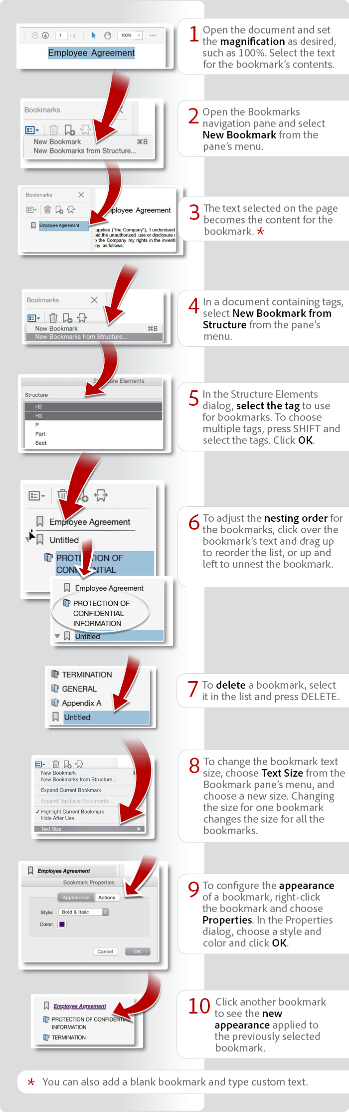 How to create and add bookmarks using Acrobat DC