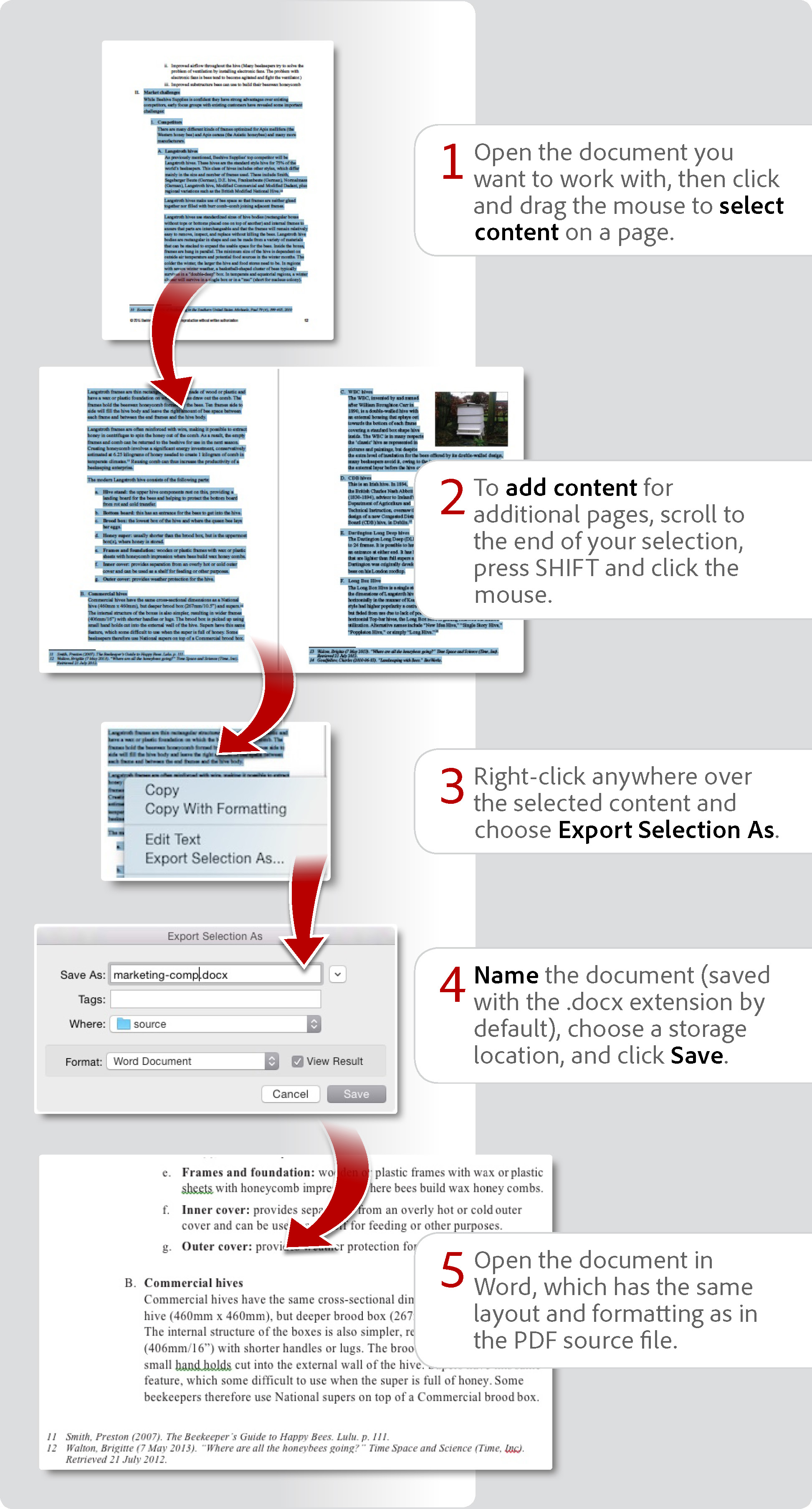 Export just part of a PDF to Office with Acrobat DC